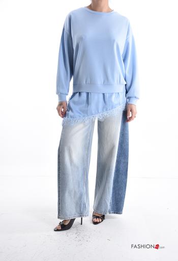 Sweatshirt gola redonda assimétrico manga comprida renda - ph 5