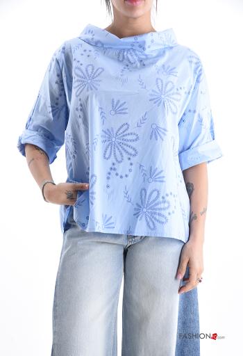 Embroidered long sleeve with collar Cotton Tunic broderie anglaise - ph 1