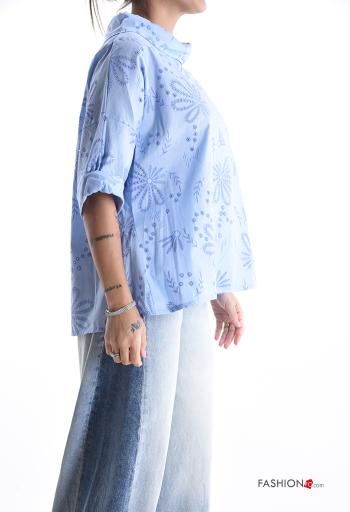 Embroidered long sleeve with collar Cotton Tunic broderie anglaise - ph 3
