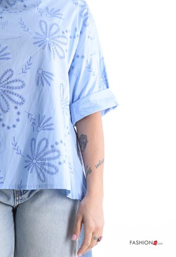 Embroidered long sleeve with collar Cotton Tunic broderie anglaise - ph 4