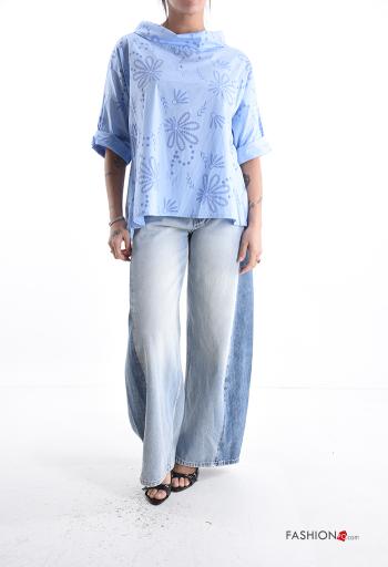 Embroidered long sleeve with collar Cotton Tunic broderie anglaise - ph 5