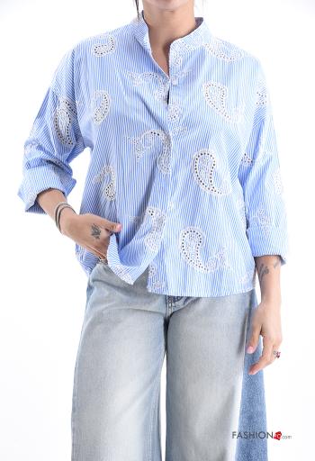 Graphic Print long sleeve Cotton Shirt with buttons