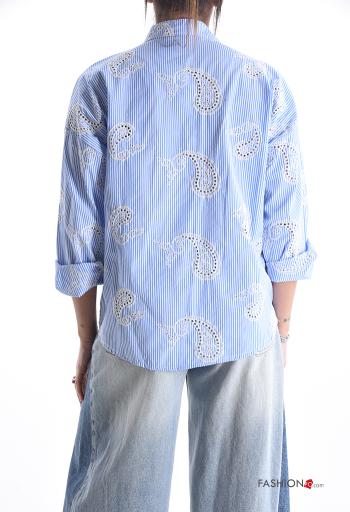 Mix Muster lange ärmel Hemd aus Baumwolle mit Knöpfen - ph 2