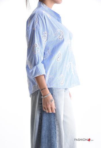 Mix Muster lange ärmel Hemd aus Baumwolle mit Knöpfen - ph 3