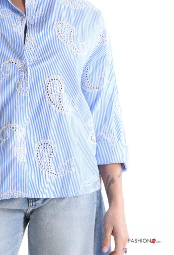 Mix Muster lange ärmel Hemd aus Baumwolle mit Knöpfen - ph 4