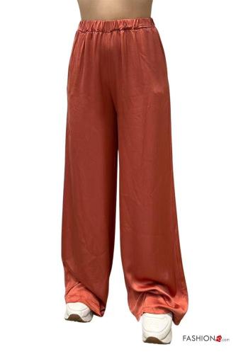 Pantalone raso wide leg con elastico con tasche senza fodera - ph 1