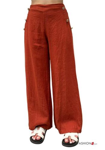 Pantalone in Lino con bottoni con elastico - ph 1