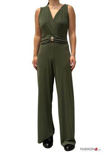Jumpsuit con fibbia senza maniche scollo a V