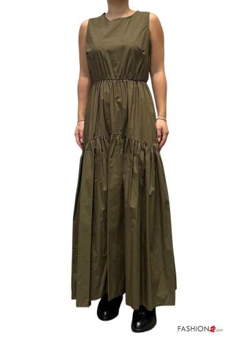 Abito in Cotone senza maniche girocollo con balze