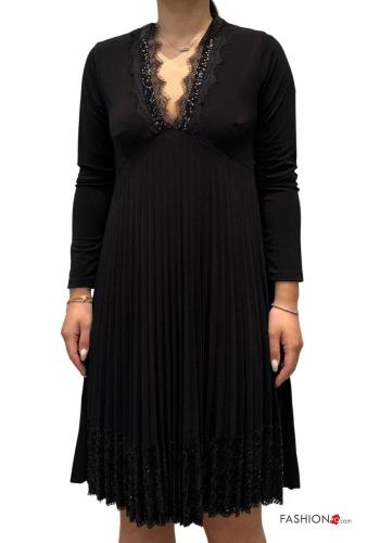 pleated lace trim Dress