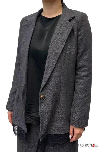 lace trim long sleeve Jacket with buttons with lining - ph 1