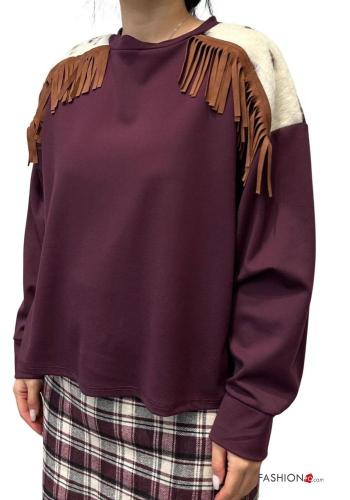 long sleeve crew neck Sweatshirt with fringe - ph 1