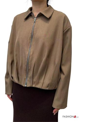 with collar Bomber Jacket with pockets with lining with zip - ph 1