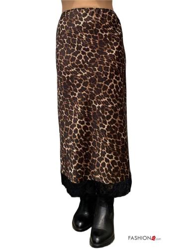 Animal print lace trim Skirt with elastic - ph 1