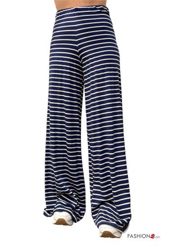 Pantalone in Cotone Fantasia righe con elastico