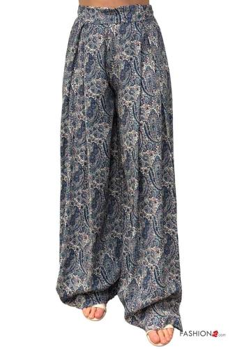 Graphic Print wide leg Trousers with elastic