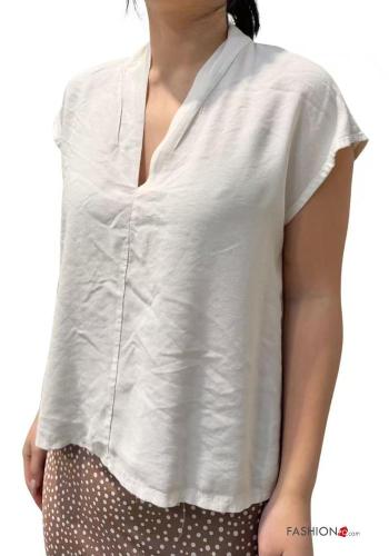 Blusa manga curta gola V