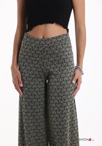 Pantalone wide leg Fantasia geometrica con elastico - ph 4