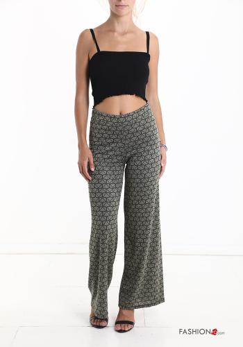 Pantalone wide leg Fantasia geometrica con elastico - ph 5