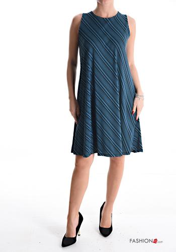 Vestido sem Mangas pelo joelho às riscas