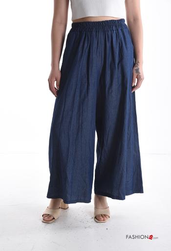 wide leg Hose aus Baumwolle mit Taschen mit gummizug