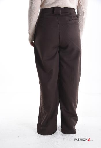 Calças wide leg com bolsos com botões com fecho - ph 2