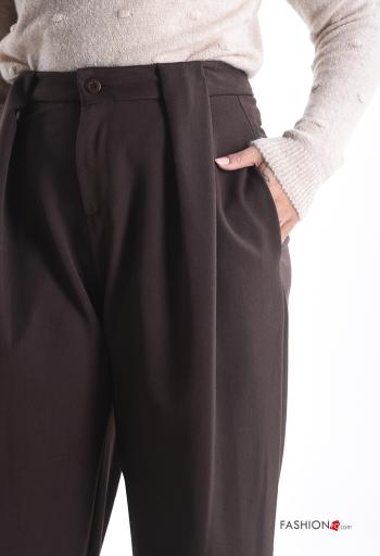 Calças wide leg com bolsos com botões com fecho - ph 4