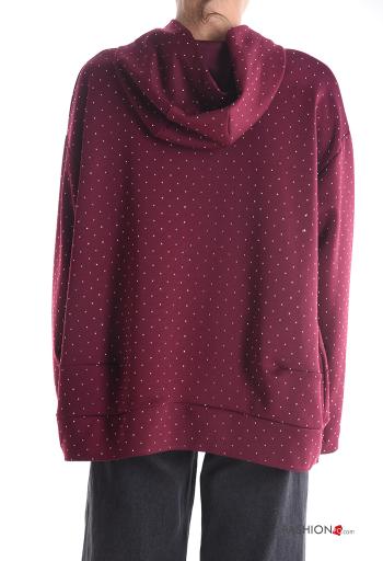 long sleeve Sweatshirt with zip with hood with rhinestones - ph 2