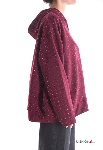 long sleeve Sweatshirt with zip with hood with rhinestones - ph 3