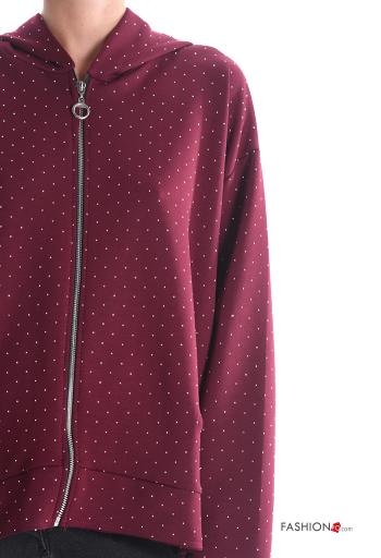 long sleeve Sweatshirt with zip with hood with rhinestones - ph 4