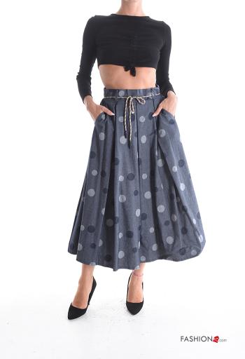 Polka-dot full Cotton Skirt with string with elastic - ph 5
