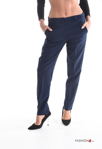 Trousers with buttons with zip with pockets