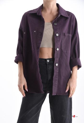 long sleeve with collar Cotton Shirt with buttons with pockets - ph 1