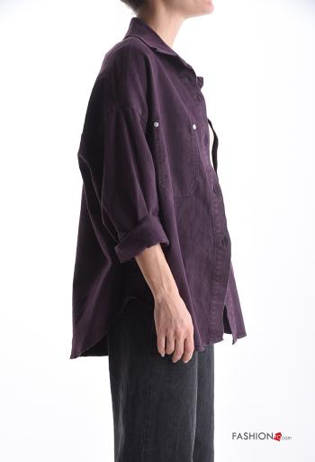 long sleeve with collar Cotton Shirt with buttons with pockets - ph 3