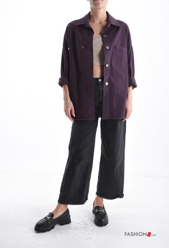 long sleeve with collar Cotton Shirt with buttons with pockets - ph 5