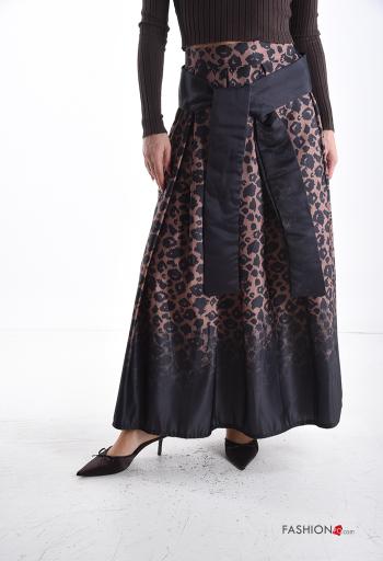 Animal print Skirt with bow with fabric belt - ph 1