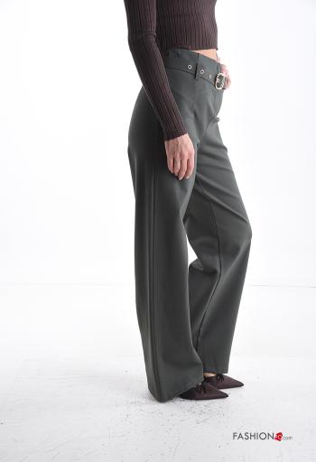 high waist Trousers with belt with elastic - ph 3