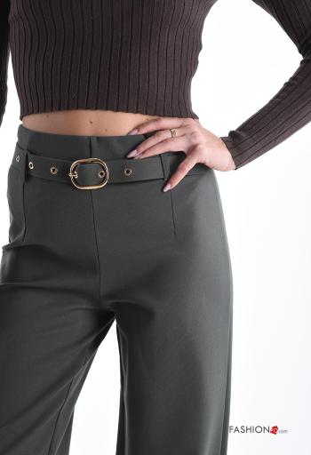 high waist Trousers with belt with elastic - ph 4