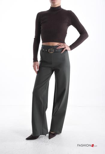 high waist Trousers with belt with elastic - ph 5