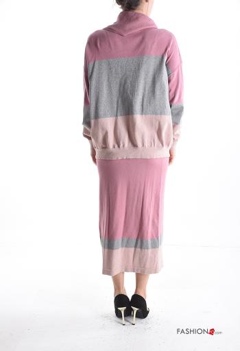 Conjunto manga comprida às riscas com gola subida com elástico - ph 2