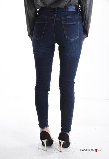 skinny Cotton Jeans with buttons with zip with pockets - ph 2