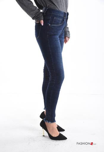 skinny Cotton Jeans with buttons with zip with pockets - ph 3