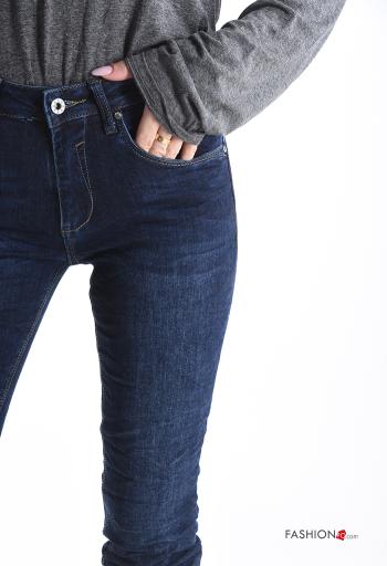skinny Cotton Jeans with buttons with zip with pockets - ph 4