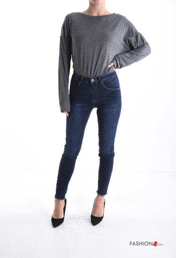skinny Cotton Jeans with buttons with zip with pockets - ph 5