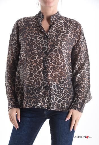 Animal print long sleeve Shirt with buttons