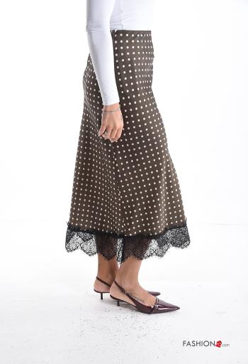 Polka-dot lace trim satin Skirt with elastic - ph 3