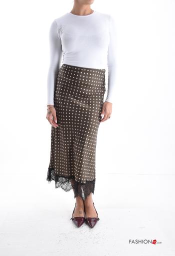 Polka-dot lace trim satin Skirt with elastic - ph 5