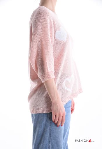 Jersey manga larga estampado de corazón con cuello en v - ph 3