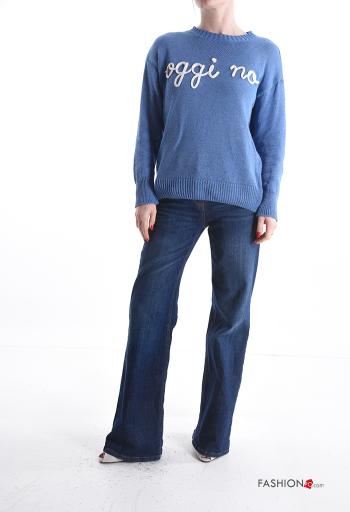 Maglione in Cotone maniche lunghe girocollo Fantasia scritta - ph 5