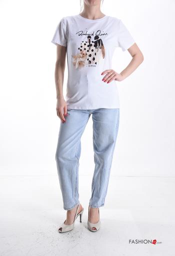 T-shirt in Cotone maniche corte girocollo Fantasia stampata - ph 5
